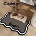 Personalized Pet Feeding Mat - Custom Name Quick-Dry Absorbent Dog & Cat Food Mat, Anti-Splash Paw Print Design Easy-Clean Food Tray Mat, Customizable Pet Gift for Dog Cat Owners